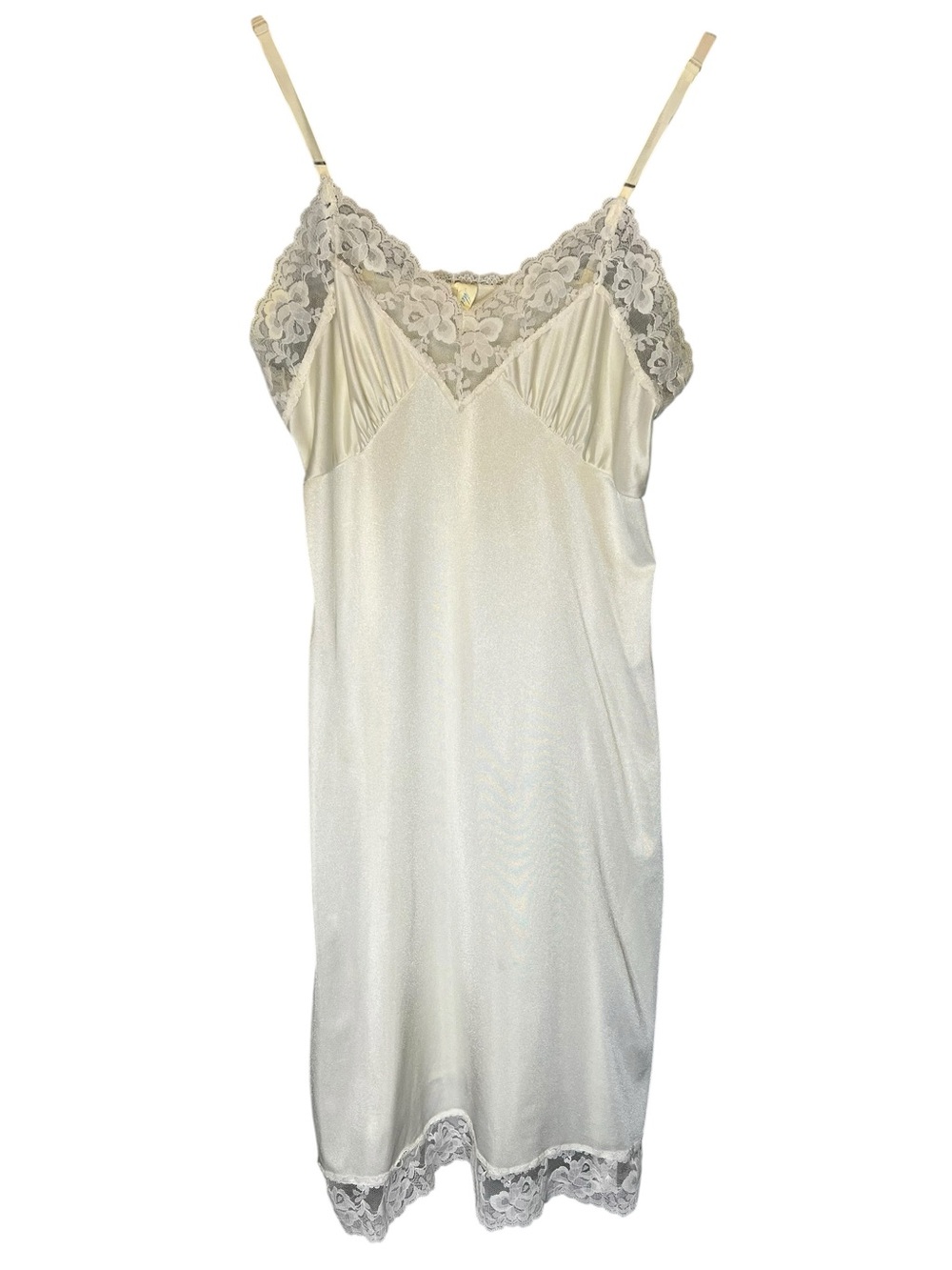 Vintage Midi Slip Dress Lace Trim Size 36 Mel-Lin 6/8 Angelcore Fairy Bridal